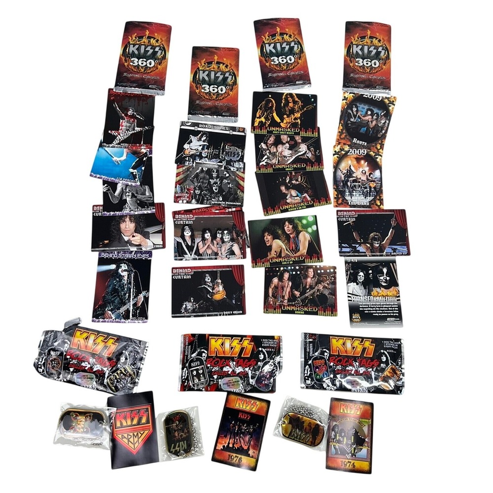 KISS 360 Trading Cards & Rock Tags Dog Tags Lot Gene Simmons Paul Stanley 2009